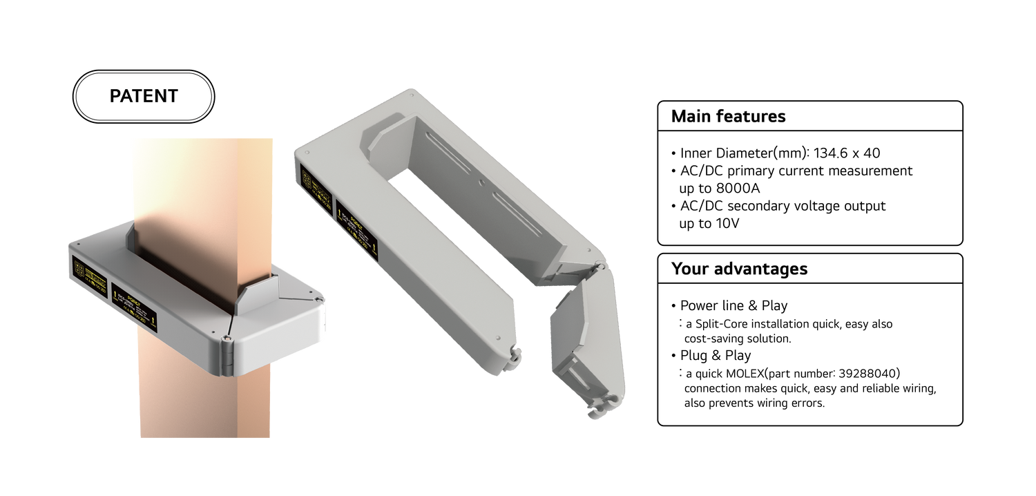 J&amp;D’s IDCS-U Series is Patented by Minimizing the Position Error that occurs in the diameter of the current sensor when wiring conductors.